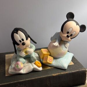 Disney Baby Mickey and Goofy Figurines in Pastel Colors